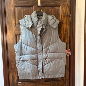 Ozark Trail Army Green/Gray Mid-Length Puffer Vest with Hood